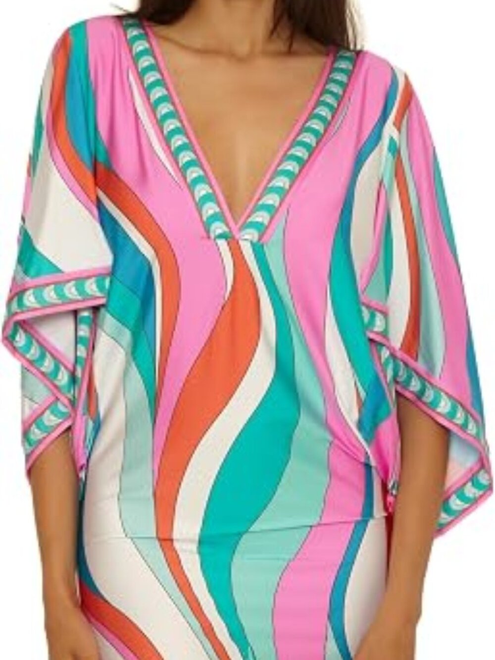 TRINA TURK APOLLO PRINT WOMEN'S V-NECK TUNIC IN SIZES S & XL